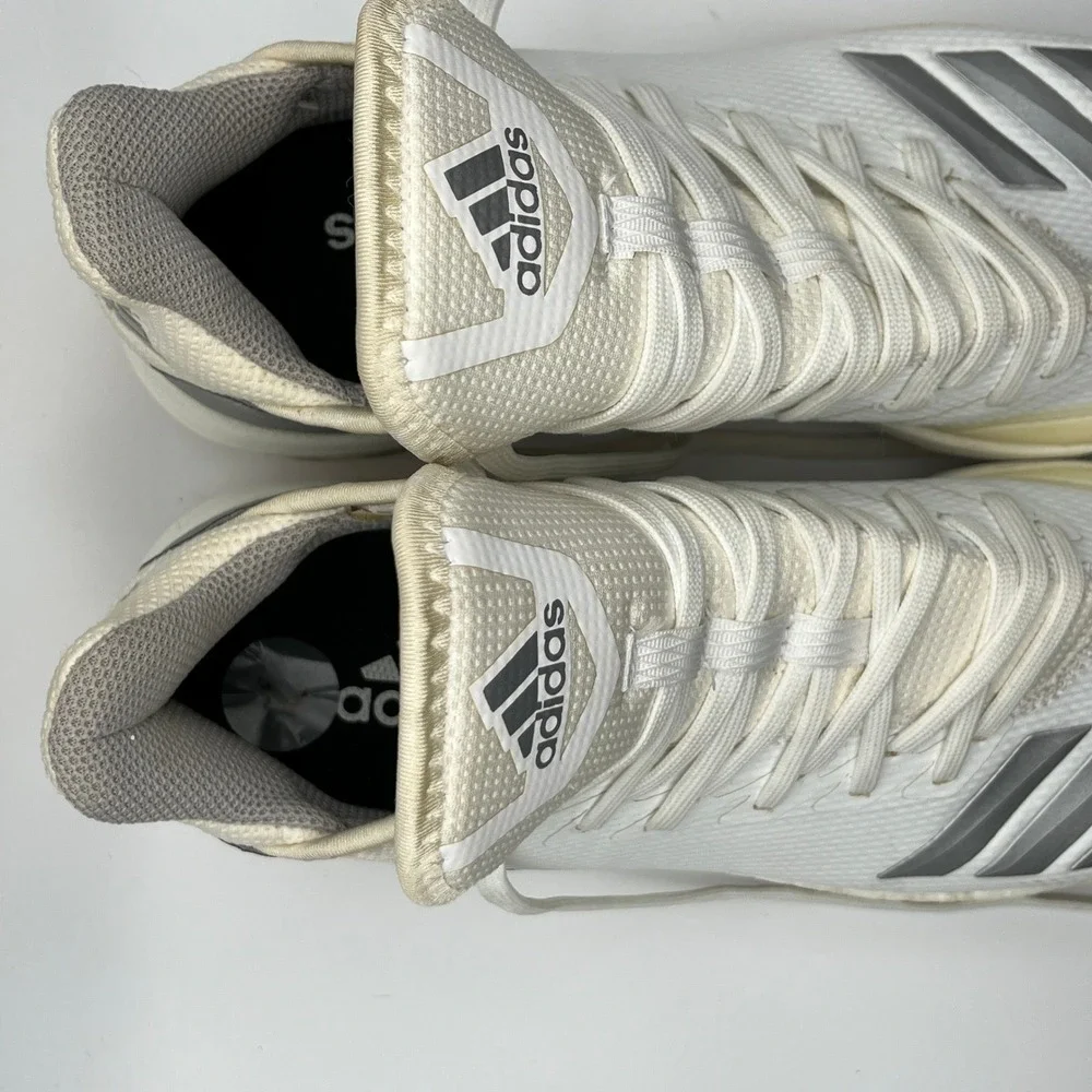Adidas Men's Icon Bounce Baseball‎ Cleats White Silver Size 7 Metal Spikes